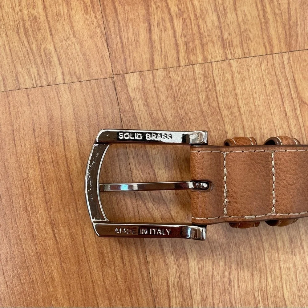 Saks Fifth Avenue Italian Embossed Leather with Silvertone Solid Brass Hardware
